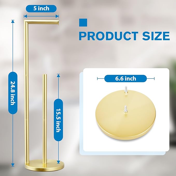 Toilet Paper Holder Stand,Toilet Paper Holder Free Standing,Gold Toilet Stand Holder for 4 Rolls,Toilet Paper Storage by Bathth