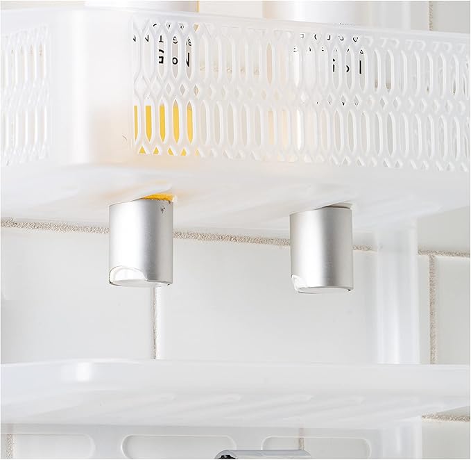 Bath Bliss Molded Shower Caddy | Bathroom Storage | Hangs Over Shower Head | 6 Accessory Hooks | Holds Razors | Washcloths | Accessories | Suction Cup Stability | White