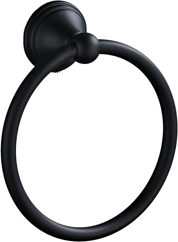 Towel Ring for Bathroom, Matte Black Hand Towel Holder 1 Pack, Bathroom Accessories and Towel Racks for Bathroom Wall Mount