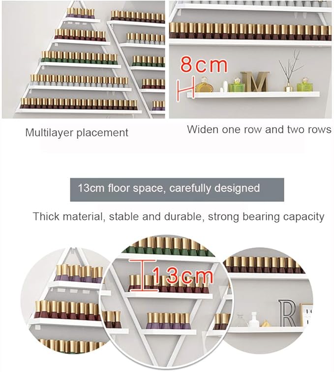 Metal nail polish display rack, 5-layer wall-mounted nail polish storage box, cosmetic display rack, wall rack for storing lipstick, essential oil, cosmetics