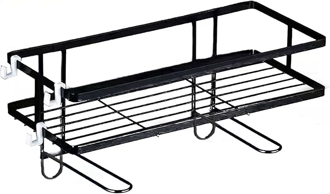 Pongnas Large Capacity Iron Toilet Shelf for Bathroom with Nail Installation, Practical Design (Single Layer Black)