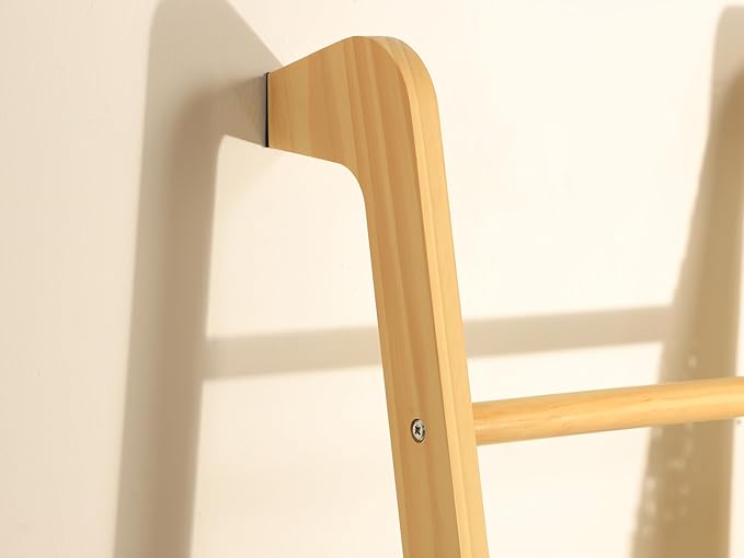 Taozun Minimalist Wood Blanket ladder - Boho Style Wall-leaning Display Towel Rack for Throw Quilt, Standing Ladder Shelf, Blanket Storage for Living Room, Bathroom