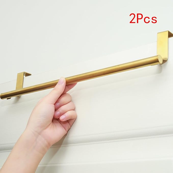 2 Pack Gold Towel Holder, 14 Inch Stainless Steel Towel Holders, Kitchen Towel Rack, Over Cabinet Door Towel Bar, Suitable for Universal Installation in Kitchens and Bathrooms(Large)
