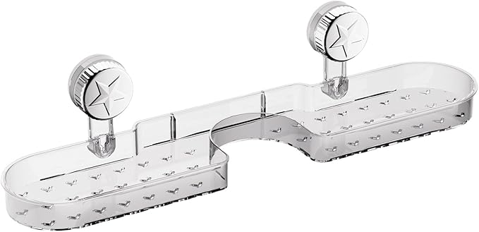 ljhnba Space Saving Suction Cup Storage Rack Toiletries Holder Shelf Bathroom Organiser for Shampoo and Small Accessories