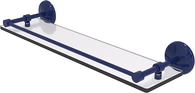 Allied Brass MC-1/22-GAL-MBL Monte Carlo 22 Inch Tempered Glass Shelf with Gallery Rail, Mediterranean Blue