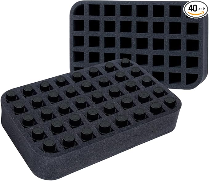Essential oils Organizer Holder Foam Pad with Slots, Holds 40 bottles of 10ml、15ml Bottles, Removable Dividers，Black