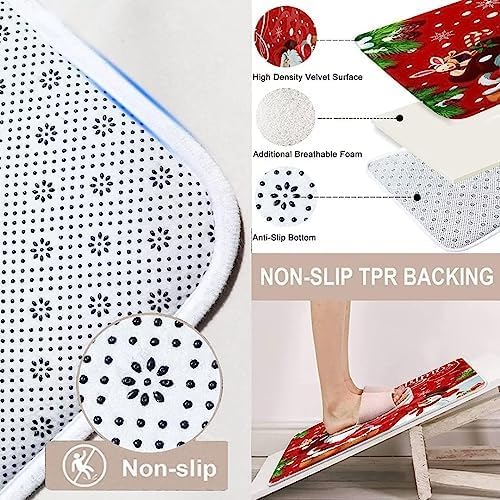 NBVKO 4PCS Merry Christmas Snowman Red Set Shower Curtain,with Non-Slip Rugs,Toilet Lid Cover and Bath Mat,Winter Bathroom Decor Accessory Set
