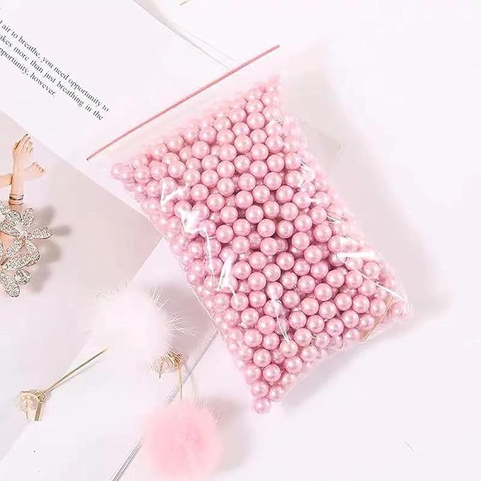 HKS Makeup Brush Holder Vintage Glass Handmade Organizer with Pink Pearls for Nail Brush, Vanity, Bathroom, Dresser, Countertop - Gold
