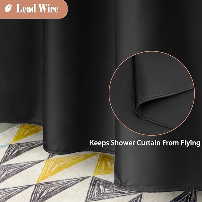 UFRIDAY White Shower Curtain with Light Filtering Window, Extra Long Fabric Shower Curtain Liner Mildew Resistant, 72 x 84 Inch