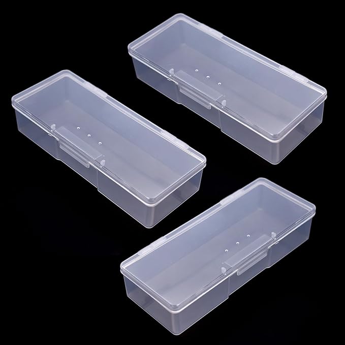 3 Pcs Nail Art Storage Organizer Empty Plastic Manicure Tool Box, Portable & Stackable Nail Supply Case for Jewelry and Equipment (3 White)