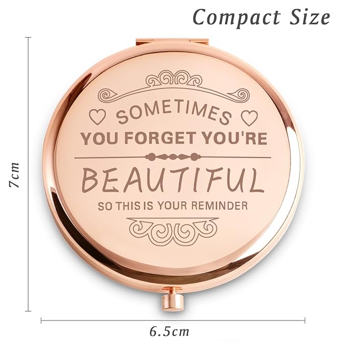 Inspirational Gifts for Women Girl, Personalized Gift for Adult Teen, Compact Mirror for Friend Sister Daughter Wife Mom, Birthday Graduation Mothers Day Basket Stuffers
