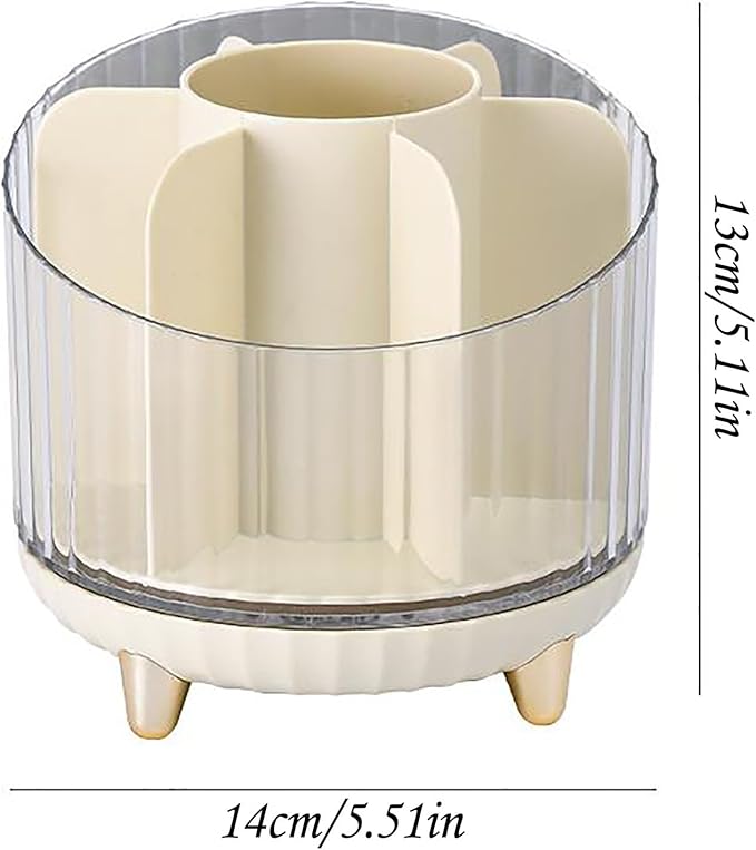 Makeup Box 360?? Rotating Storage Box Makeup Organizer Box Make Up Case Cosmetic Case Make Up Organizers And Storage Makeup Organizer Suitable For Dressing Room, Bedroom, Bathroom Cute Stuff (White)