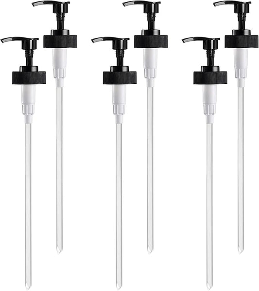 Gallon Pump Dispenser, Fits Most 1 Gallon Jugs and Containers 38/400 Snow Cone Syrup Pump Lid Top Replacement for Sanitizer, Lotion, Shampoo, Conditioner (Balck - 6 Pack)