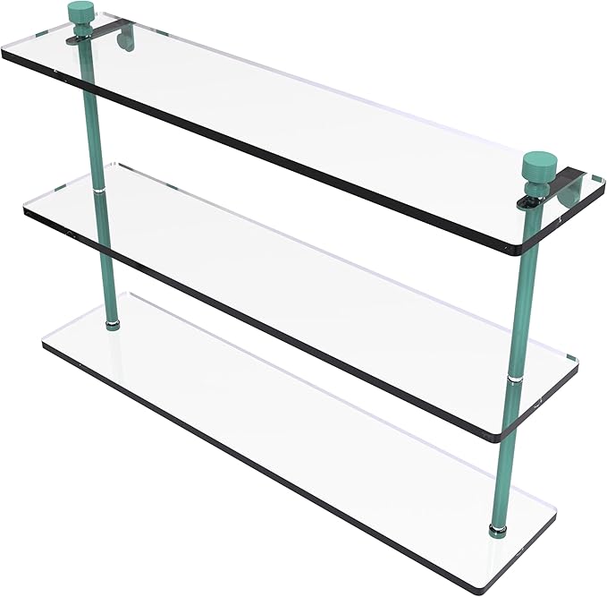 Allied Brass FT-5/22-SFG Foxtrot Collection 22 Inch Triple Tiered Glass Shelf, Sea Foam Green