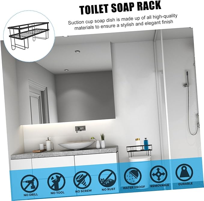 ULTECHNOVO Single-Layer Toilet Rack for Storage Over Shelf Bathroom Tiers Toilet Shelves Carbon Steel Black