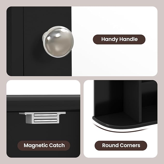 Giantex Bathroom Mirror Cabinet, Wall Mounted Medicine Cabinet with Mirrored Door & 4 Interior Shelves, 6 Open Shelves, Mounting Hardware, Space-Saving Storage Cabinet (Black)