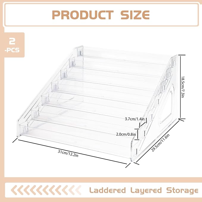 2Pcs Premium Sunglass Organizer Stand,7 Tier Acrylic Holder for Glasses, Nail Polish Display Rack, Organizer for Organizing Sunglasses, Cosmetics, Nail Polish (2 Set)