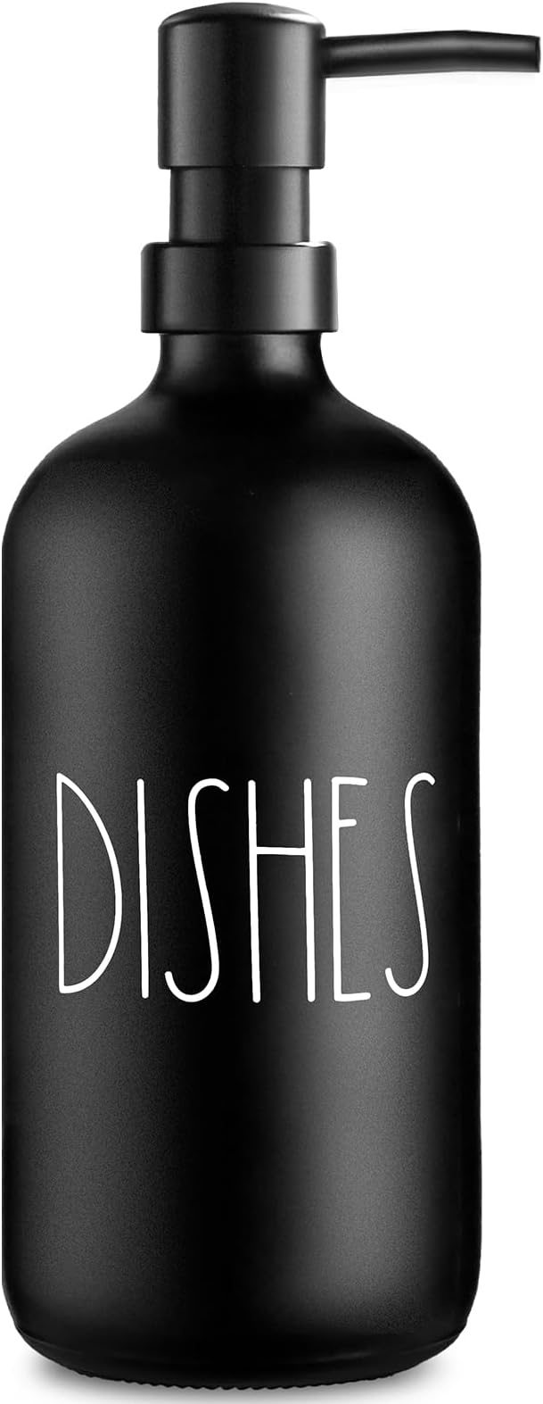 VIMERPA Dish Soap Dispenser, Matte Black Soap Dispenser for Kitchen, Glass Dishes Soap Dispenser with Plastic Pump, 17 Fl Oz Refillable Liquid Soap Bottle Container, Farmhouse Kitchen Decor