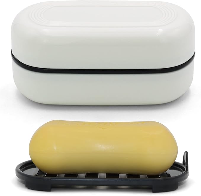 AIMAIAIMAI Travel Soap Container, Leakproof Soap Box, Travel Soap Holder with Removable Draining Layer, Portable Soap Case for Traveling, Camping, Gym (White, 1 Pack)