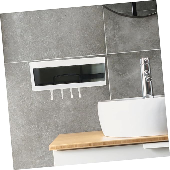 PRETYZOOM Wall Mounted Bathroom Shelf Storage Rack Plastic Wall Shelves with Hooks Multifunctional Kitchen Organizer for Home Random Color