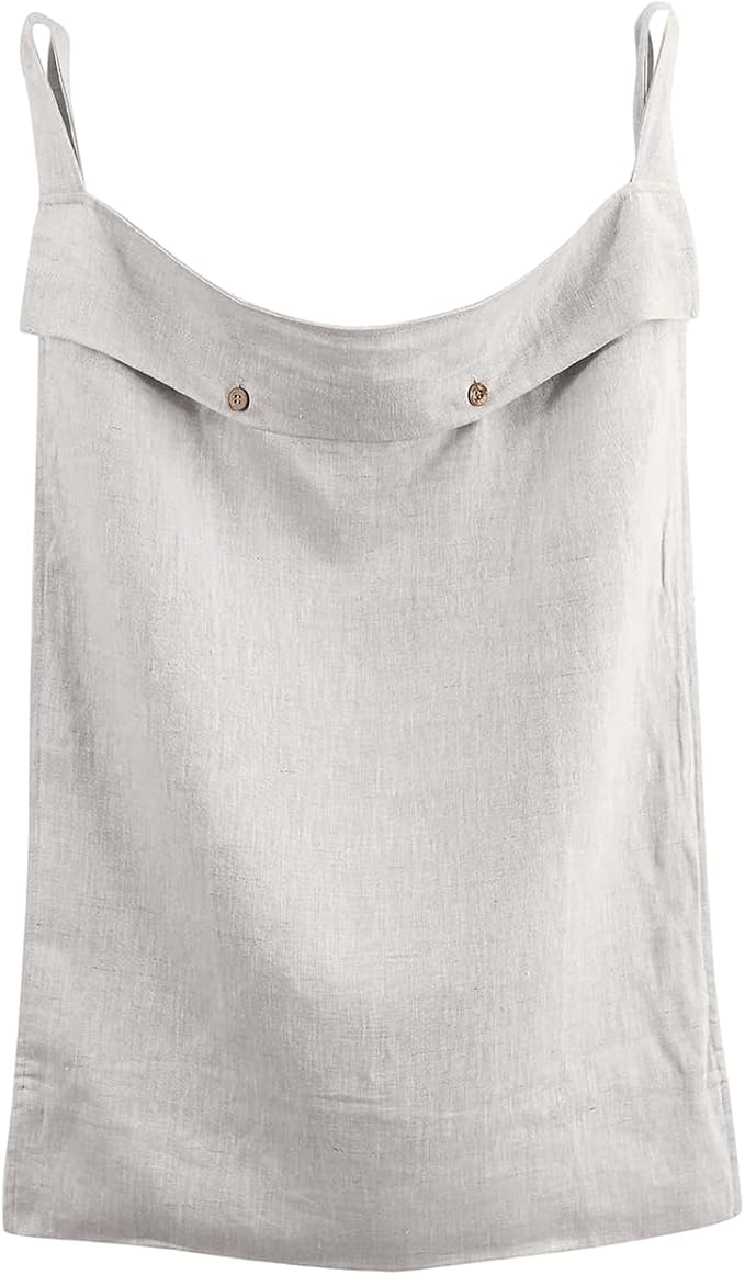 100% Linen Hanging Laundry Hamper Bag 22x36 Inch, Over the Door with 2 Buttons and Bottom Zipper Saving Space Wall Back organizers For Dirty Clothes Dorm Travel College Camp Sock big Capacity