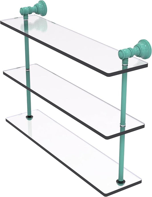 Allied Brass CL-5-22-SFG Carolina Collection 22 Inch Triple Glass Shelf, Sea Foam Green