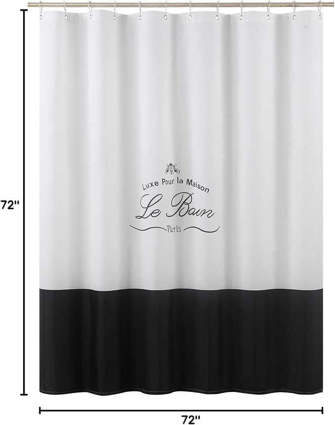 Le Bain Shower Curtain,Polyester Fabric Shower Curtain,Printed Shower Curtains for Bathroom, Waterproof Bathroom Curtains,72" W x 72" H