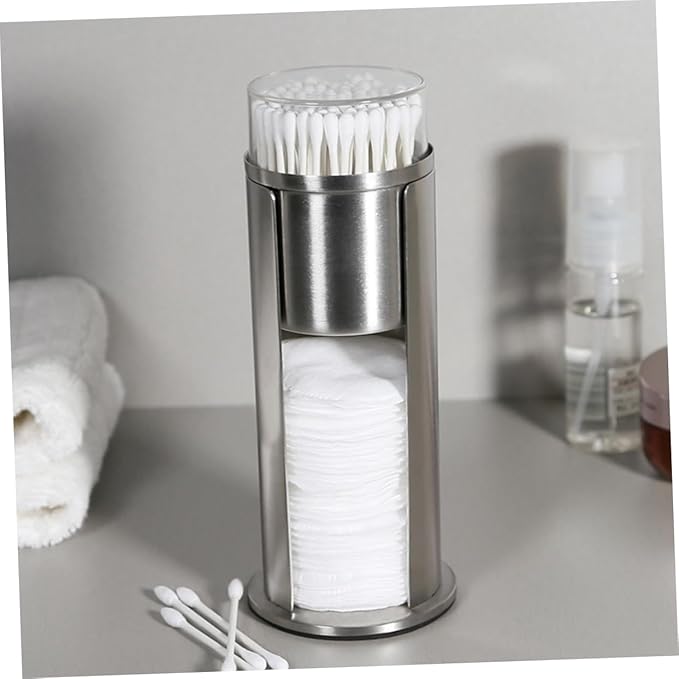 Alipis Cotton Round Cotton Pads Metal Storage Box Desk Dispenser Desktop Organizer Shelf Makeup Container Swabs Storage Case Swabs Box Pads Jar