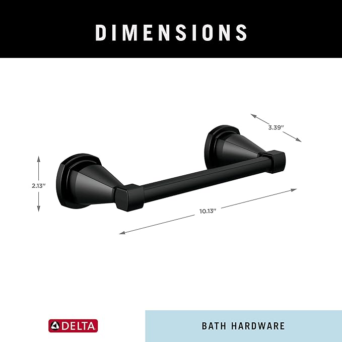 DELTA FAUCET Rubber Limited 77608-BL Stryke 8-in Wall Mount Hand Towel Bar Bath Hardware Accessory in Matte Black