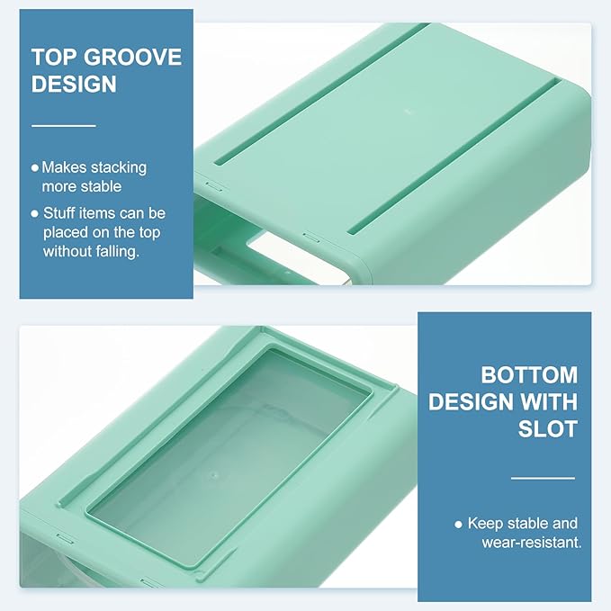 PATIKIL Small Stackable Storage Drawers, Stacking Drawers Mini Desk Bathroom Storage Organizer Cute Drawer Organizer Plastic for Desktop Office Pens Makeup, 4Pcs, Orange/Yellow/Green/Blue
