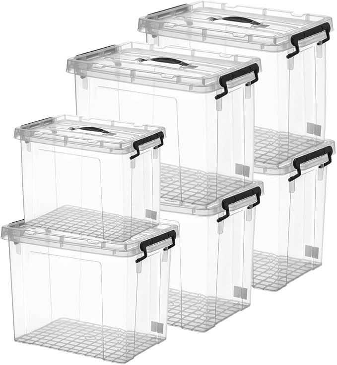 Clear Storage Bins with Lids, 4 Pack - 60 Quart Extra Large Storage Totes Boxs - Heavy Duty BPA-Free Organizing Containers Storage Boxes 4pack 60and one 28 qt & 20 qt for Home Closet