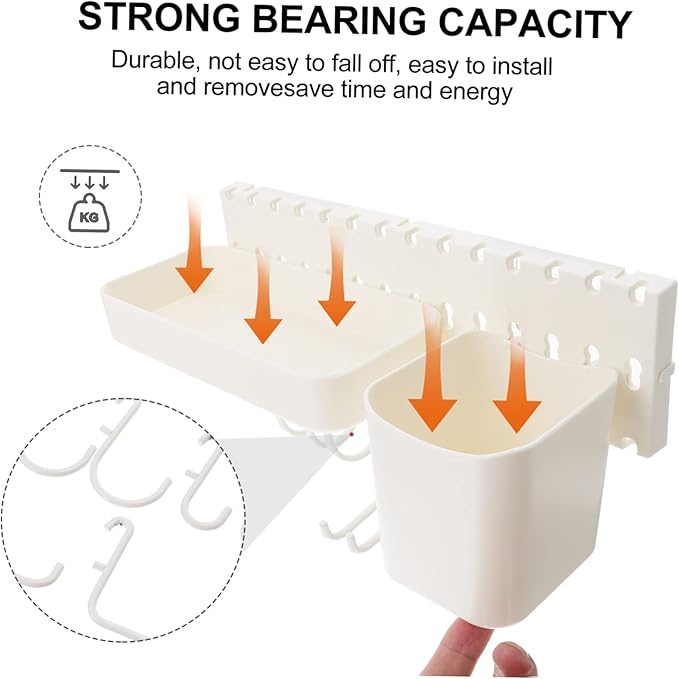 Luxshiny 1set Pegboard Combination Kit Versatile Wall Shelf for Bathroom Kitchen More No-Punch Design Strong Bearing Capacity Easy Installation Modern Storage for Home Office