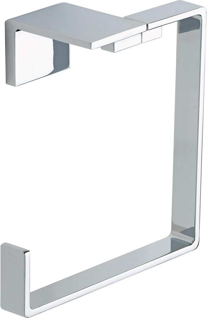 Delta Vero (1-Pack) Hand Towel Holder Polished Chrome Towel Racks for Bathroom Wall Square Towel Ring Holder for Bath Towel Hanger for Kitchen, Bathroom Accessories 77746