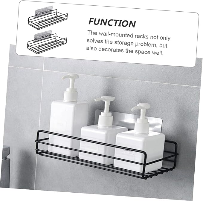 HEALLILY Anti-Slip Wall Shelves Storage Racks 2pcs Iron Rust-Proof Floating Shelves for Bathroom for Storage Easy to Clean
