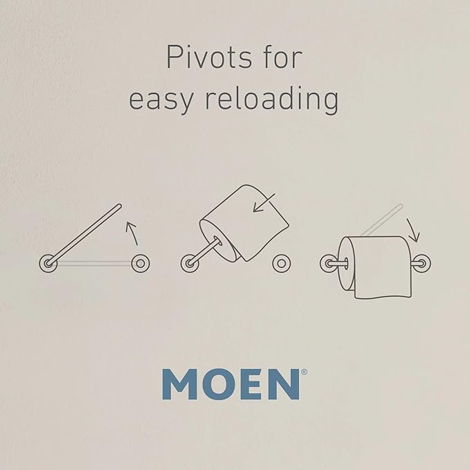 Moen Vale Chrome Double Post Pivoting Toilet Paper Holder, Wall Mounted Toilet Tissue Holder DN4408CH