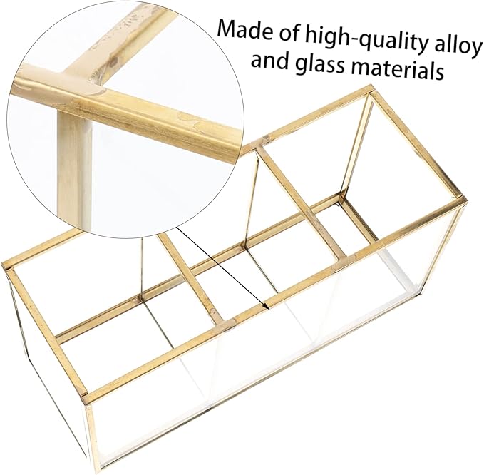 Box Cosmetic Storage Box Large Cosmetic Display Case Brush Organizer Glass Makeup Organizer Storage Cubes with Lid Brush Desktop Alloy Office Jewelry