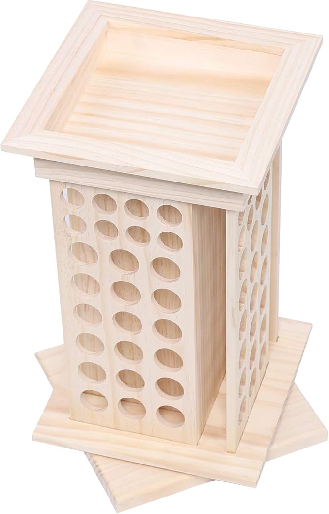 104-Slot 8 Tier Wooden Rotating Essential Oil Rack, Multi-Layer Essential Oil Bottle Display Storage Organizer Display Stand Diffuser Holder 104-Slots for 2.6cm/3cm Diameter Bottles
