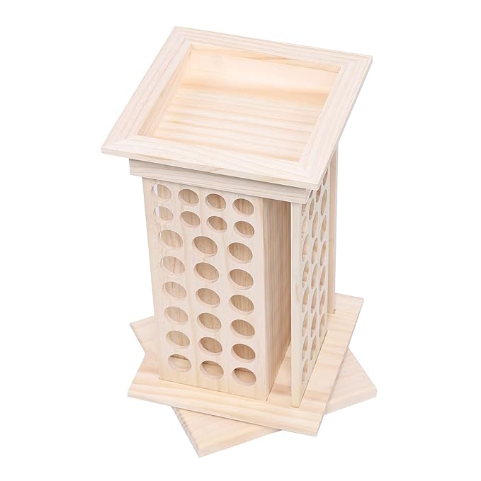 DYRABREST Rotatable Essential Oil Rack Organizer,Natural Wooden Essential Oil Storage Display with104 Holes,Essential Oil Holder Wood for Cosmetics,Essential Oil