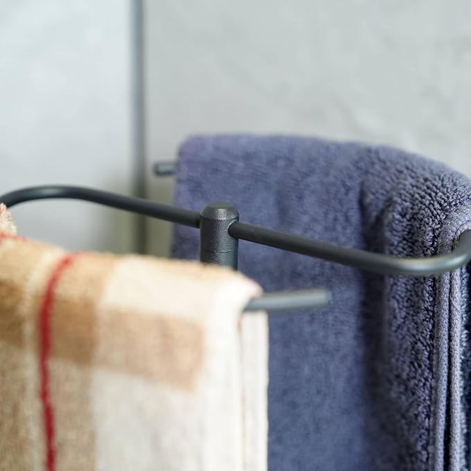 simpletome Towel Holder Stand Countertop with Storage Tray Non-Slip Weighted Base for Bathroom (Matte Black)