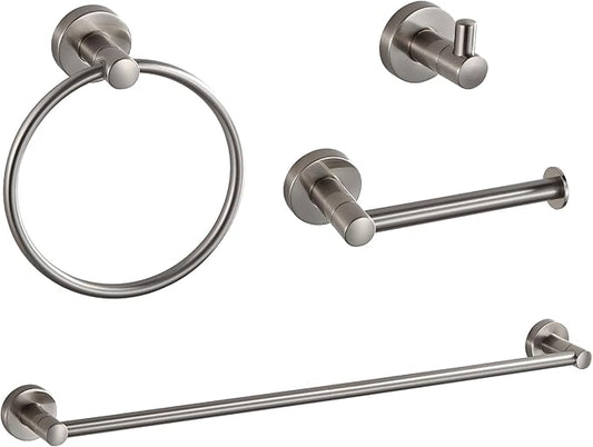 BGL Bathroom Accessories Set 4-Pieces Shiny Brushed Nickel Zinc Alloy Wall Mounted Towel Racks for Bathroom