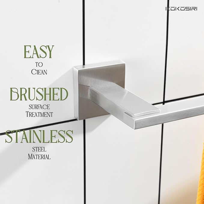 KOKOSIRI 32 Inch Bath Towel Bars Bathroom Towel Racks Towel Holder Towel Rods Kitchen Towel Hanger Bathroom Accessories Stainless Steel Wall Mounted Satin Nickel B4006BR-L32