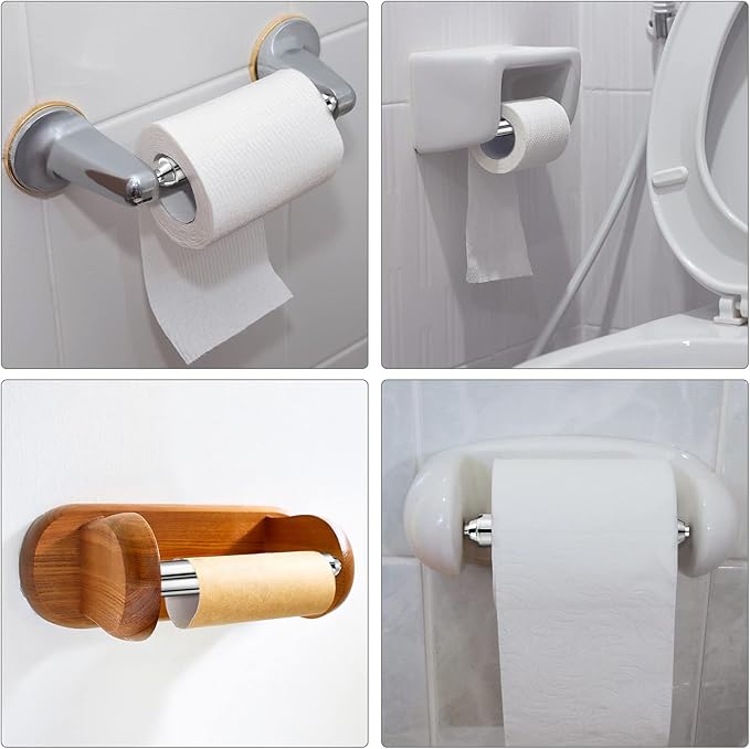 Shappy 2 Pcs Universal Toilet Paper Holder Replacement Rod Spring Loaded Plastic Retractable Paper Replacement Rod Toilet Tissue Roll Holder Insert for Bathroom Home Fixture Accessories (Silver)