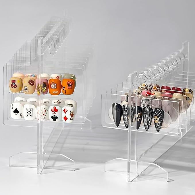 Hapivida Transparent Nail Art Display Board, 2Pcs Acrylic Hanging Nail Display Polish Board Nail Tips Sample Display Stand with 10pcs Hanger