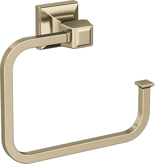 Amerock BH36022BBZ | Golden Champagne Towel Ring | 5-3/4 in (146 mm) Length Towel Holder | Mulholland | Hand Towel Holder for Bathroom Wall | Small Kitchen | Bath Accessories
