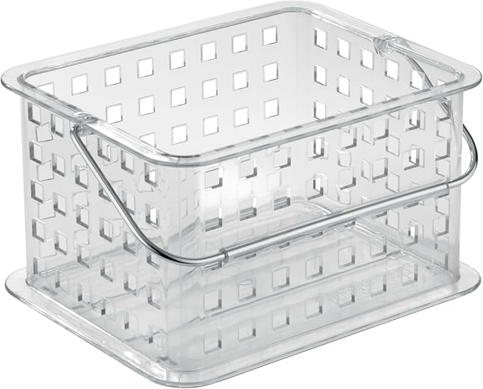 iDesign Small Clear Shower Caddy with Handle, Portable Shower Organizer for Dorm or Bathroom, 3-Pack