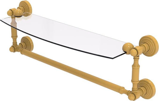 Allied Brass WP-33TB/18-SGL Waverly Place Collection 18 Inch Glass Vanity Shelf with Integrated Towel Bar, Spanish Gold