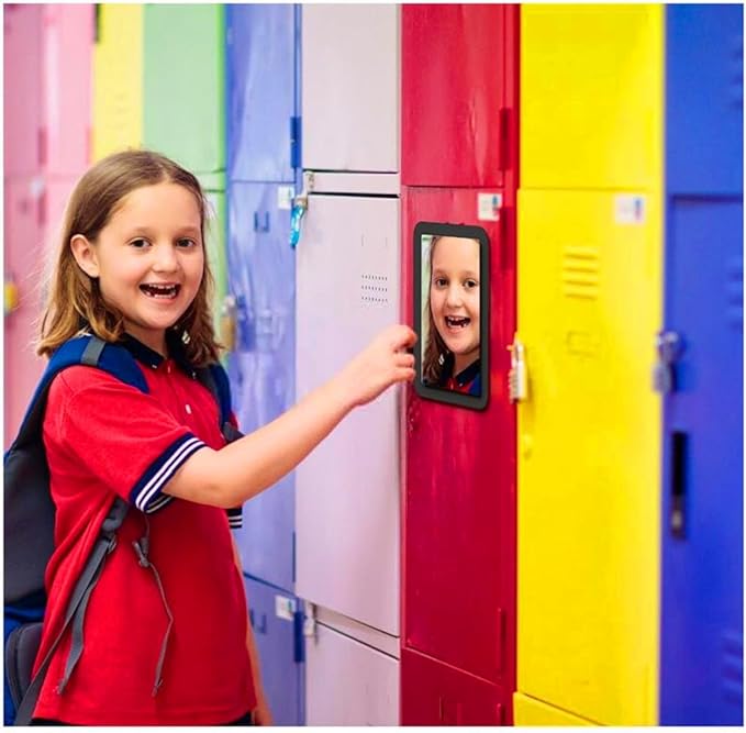 Magnetic Locker Mirror,Small Mirror for Locker - 5" x 7" Iocker Mirror Magnetic - Magnet Mirror for School Locker, Bathroom, Workshop Toolbox, Office Cabinet,Mirror Locker Accessories,Black