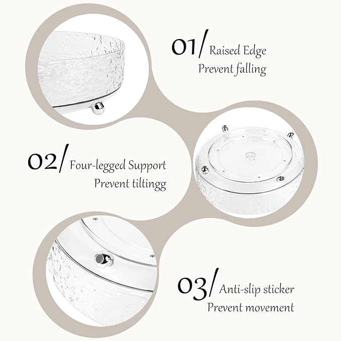 CECOLIC 360° Rotating Makeup Organizer, 11'' Lazy Susan Perfume Organizer Tray, Spinning Skincare Cosmetics Storage Organizer for Vanity, Dresser and Bathroom Countertop (Clear)