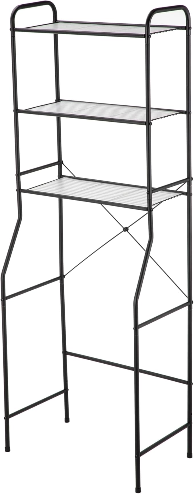 Matte Black Steel Over The Toilet Storage, 3-Tier Bathroom Shelf with Liners, Heavy Duty Utility Rack for Toilet Paper, Towels, Toiletries, Easy Assembly, Anti-Tip Design