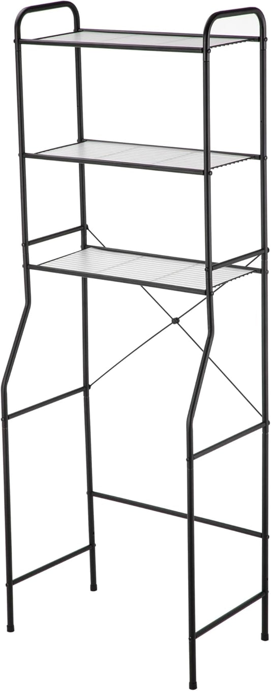 Matte Black Steel Over The Toilet Storage, 3-Tier Bathroom Shelf with Liners, Heavy Duty Utility Rack for Toilet Paper, Towels, Toiletries, Easy Assembly, Anti-Tip Design